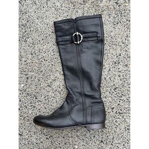 frye jillian toggle Leather Riding Tall Boots Zip Up Black Size 7